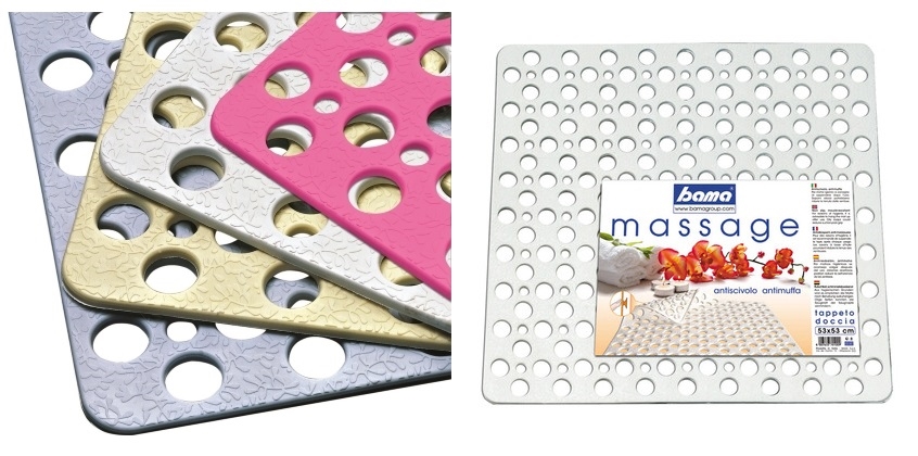 Tappeto da doccia bagno colore crema 53 x 53 cm bama