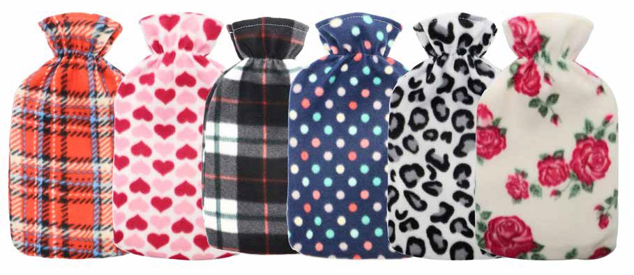 1 Pezzo Borsa Acqua Calda con Fodera in Pile 2 Litri Vari Decori