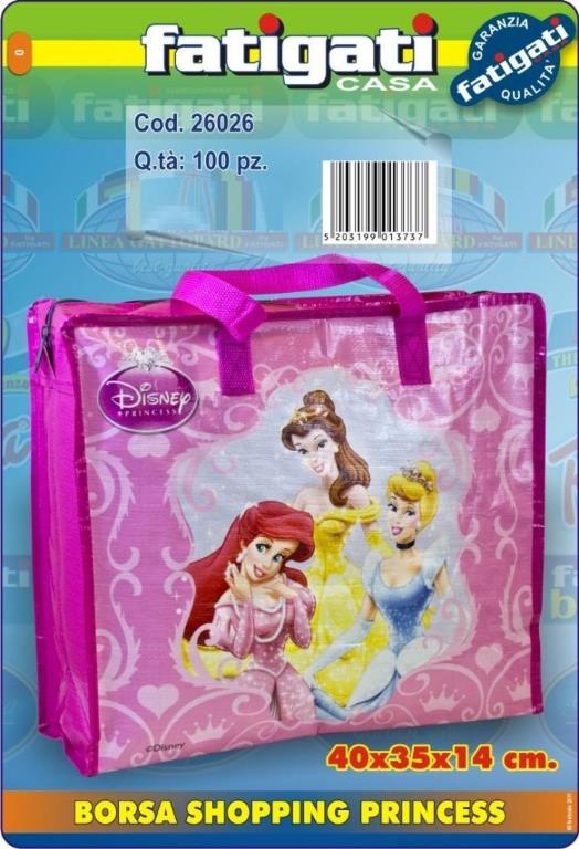 Borsa shopping per bambine princess 40 x 35 x 14 cm fatigati