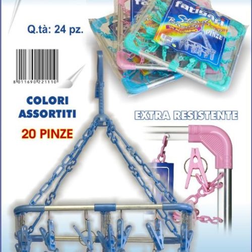 Stendino bucato alluminio 20 pinze 22111 fatigati - immagine 1