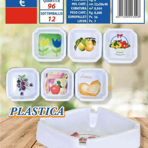 Posacenere plastica quadrata * acquisto minimo conf. 12 pezzi * - immagine 1