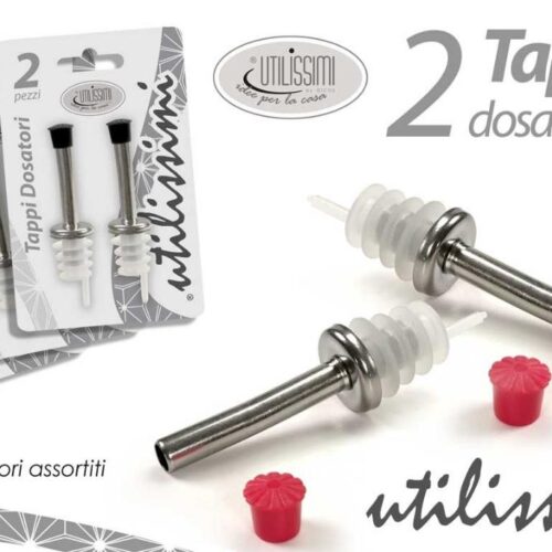 Set 2 Pezzi Tappi Tappo Dosatore Mescitore in Acciaio Inox - immagine 1