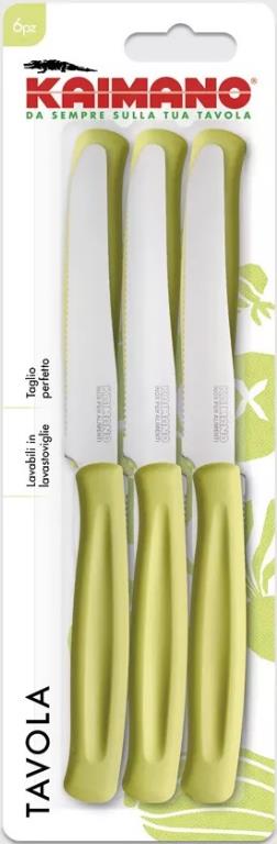 Set 6 Coltelli da Tavola Dinamik Lama Seghettata Verde Lime Fiskars Kaimano  –