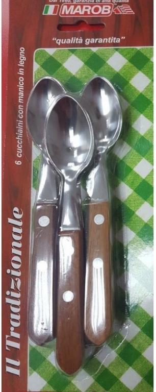 Set Di 6 Cucchiai Di Legno Per Cucina - Ideali Per Zuppe, Miele E Pulire Bicchieri (16,5 Cm)