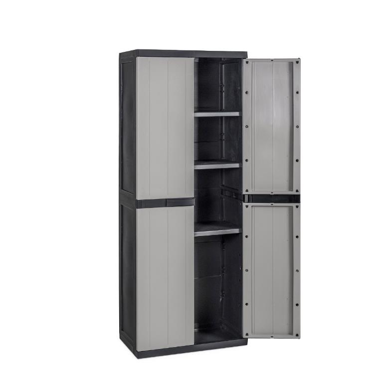 Mobiletto Multiuso Da Esterno O Interno, Armadio Basso A 2 Ante E 1 Ripiano In Polipropilene