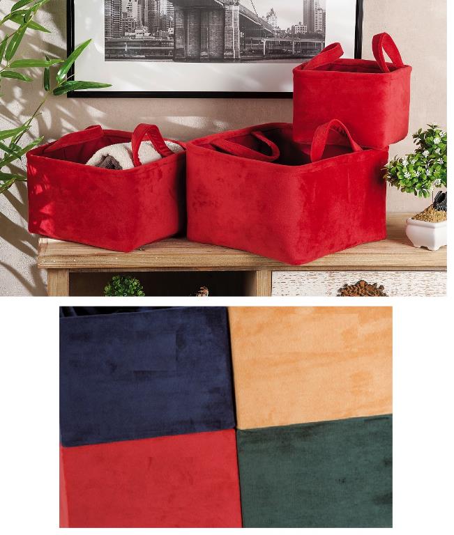 Set 3 Cestini contenitori moore quadrati in Velluto 4 Colori
