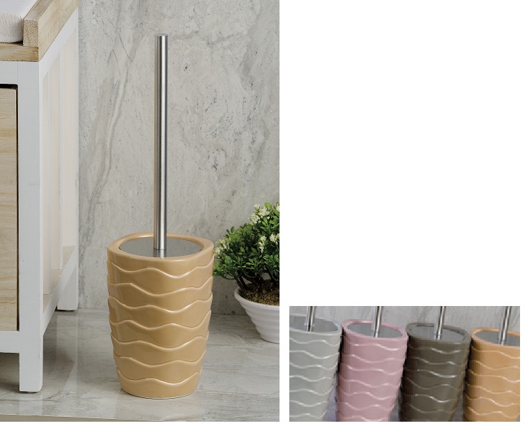 Porta Scopino In Ceramica E Legno – Serie Twin, Colore Sabbia, Design Moderno Per Cucina