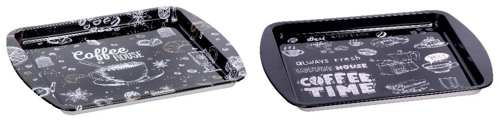 1 Pezzo Vassoio in Metallo Rettangolare Decorato 24,5 x 19,5 x 1,5 cm 2 Decori