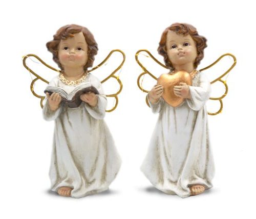 Decorazione Casa Natalizia Angelo in Resina con Luce 20 cm 2 Modelli - immagine 1
