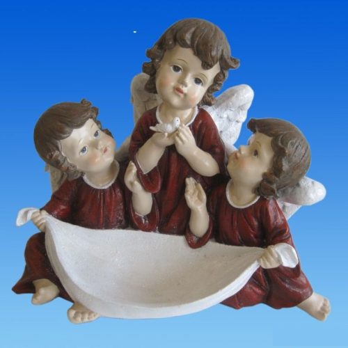 Decorazione Natalizia Natale Addobbi Angeli in resina rossi 36 x 30 cm - immagine 1