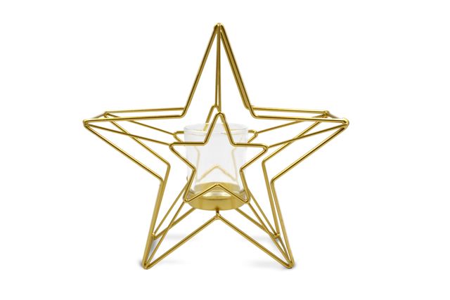 Decorazione Casa Natalizia Natale Candeliere in Metallo Stella 20 x 22 cm