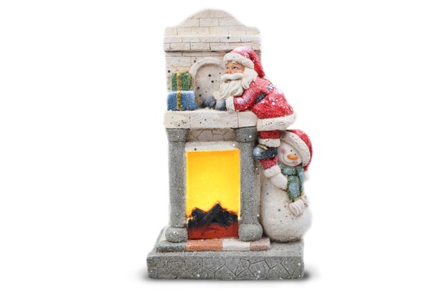 Decorazione Casa Natalizia Caminetto in Ceramica con Luce 29 x 45 cm