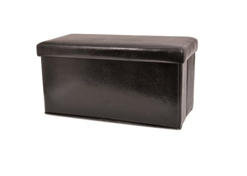 Pouf Contenitore in pelle Rettangolare Nero 76 x 38 x 38 cm –