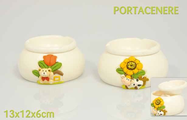 2 Posacenere Antivento XL In Porcellana - Design A Righe Colorate, 13.5x7 Cm - Foto 3