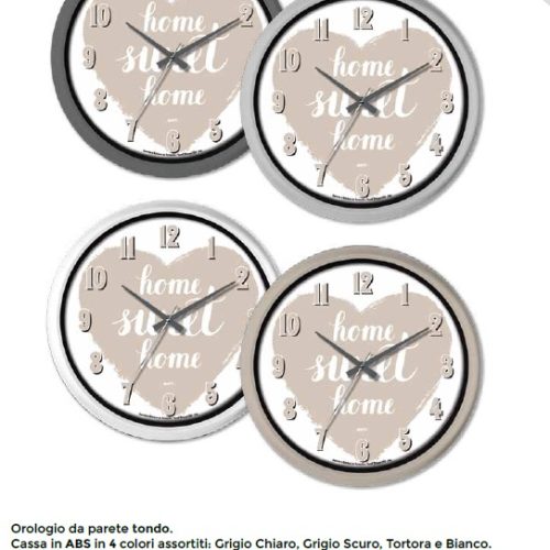 Orologio da Parete in abs tondo home sweet home 26 cm 4 Colori - immagine 1