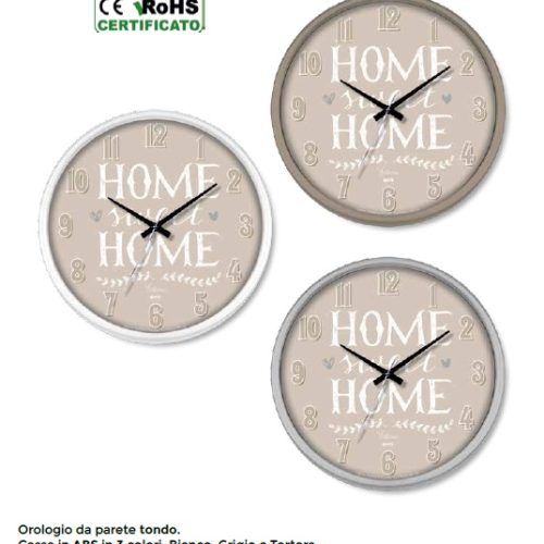 Orologio da Parete in abs tondo home sweet home 26 cm 3 Colori - immagine 1