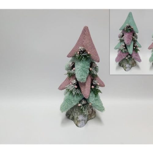 Decorazione Natalizia Albero di Natale con Pigne e Bacche con Cappello 44 cm - immagine 1