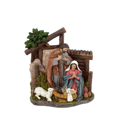Decorazione Natale Presepe Natività con Capanna 16 x 15 cm - immagine 1