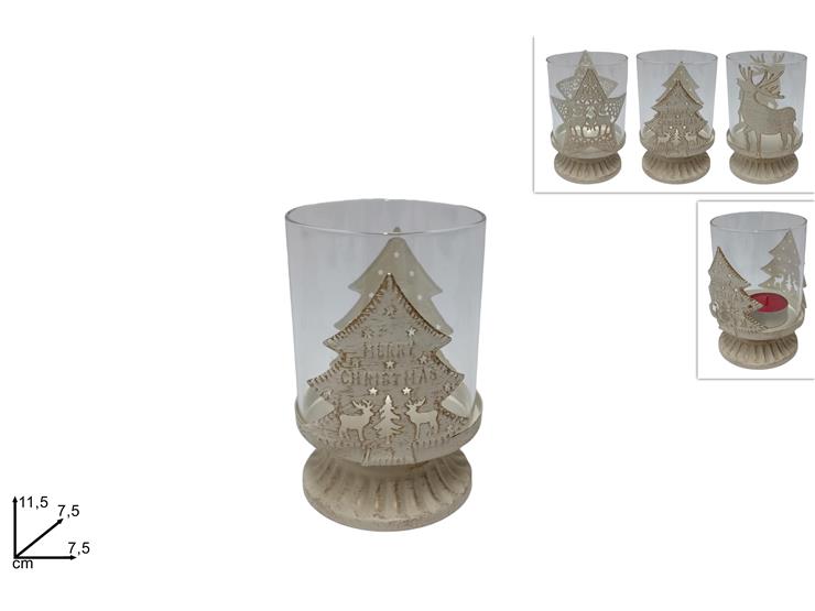 1 Pezzo Decorazione Natale Portacandela con Soggetto Natalizio 12 cm 3 Decori