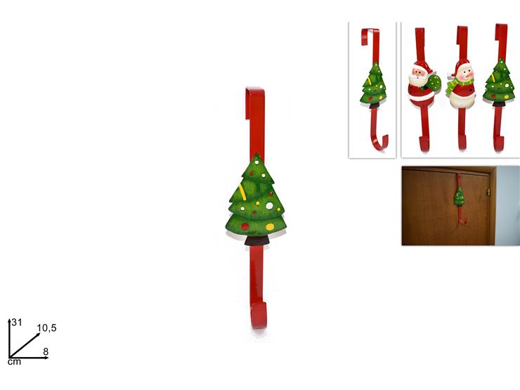 1 Pezzo Decorazione Natale Gancio in Metallo Natalizio 31 cm Vari Decori