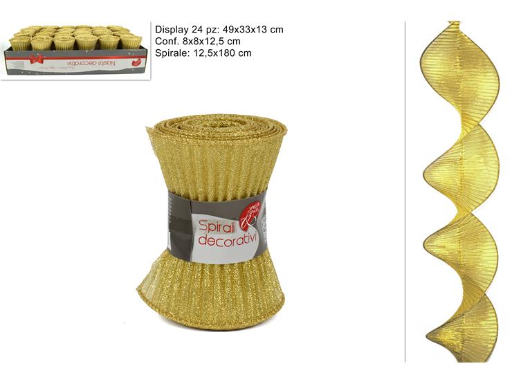 1 Pezzo Decorazione Natale Tessuto a Spirale Oro 180 x 12,5 cm
