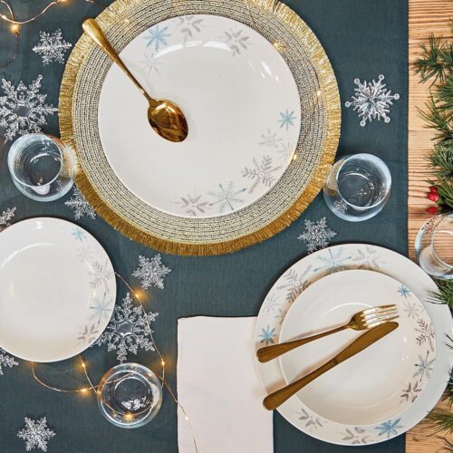 Servizio di Piatti da Tavola in Porcellana Madison Snowflake 18 Pezzi - immagine 3