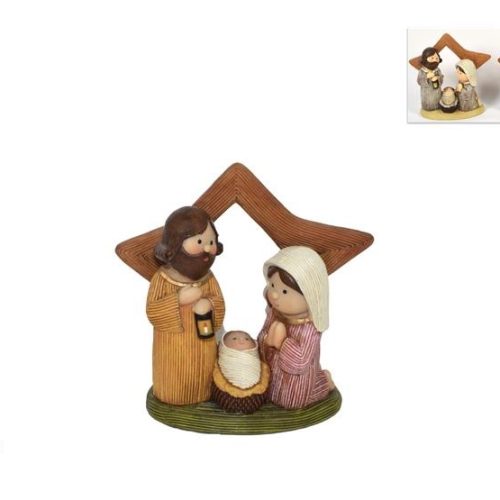 Decorazione Natale Natività Presepe Abiti Rigati con Stella 14,5 cm - immagine 1
