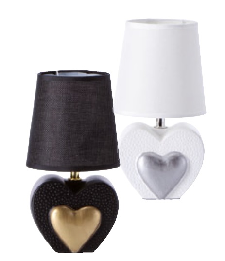 1 Pezzo Lampada da Appoggio con Base in Ceramica Devin 24 cm 2 Colori