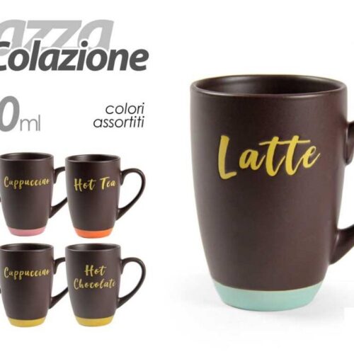 1 Pezzo Tazzone Tazza Latte Mug Bicolore 240 ml Colori Assortiti - immagine 1