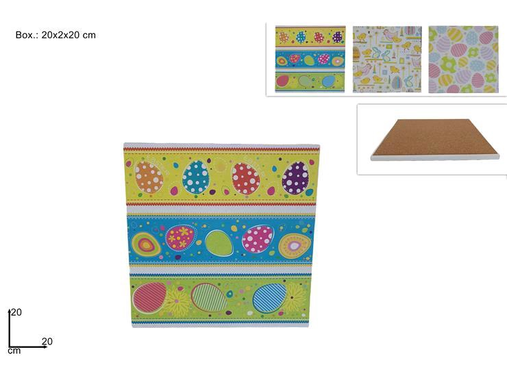 1 Pezzo Mattonella in Ceramica Quadrata Decorativa Pasqua 20 cm 3 Decori