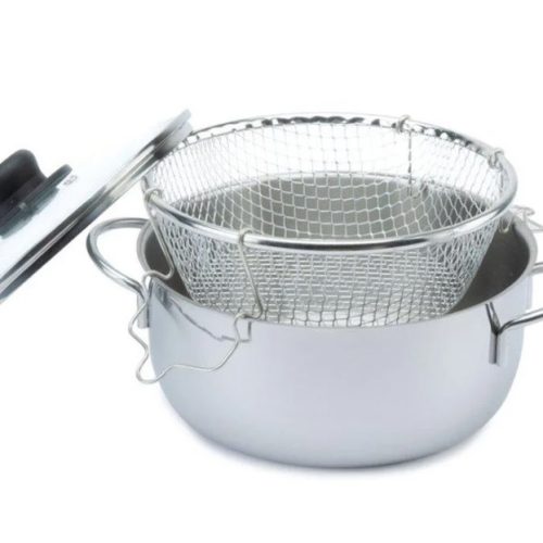 Pentola Friggitrice in Acciaio con Coperchio in Vetro 22 cm - immagine 1