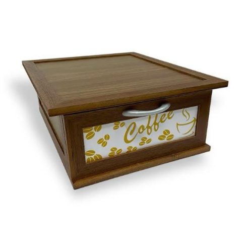 Cassetto Porta Cialde o Capsule Caffè Noce 2 Decori - immagine 1