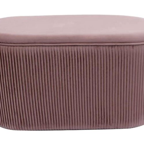 Cassapanca Contenitore Pouf Imbottita Arhis in Velluto Rosa 80 cm - immagine 1