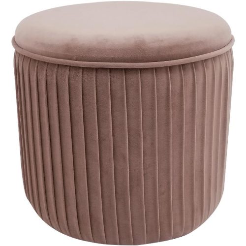 Sgabello Contenitore Pouf Imbottita Leon in Velluto Rosa 38 cm - immagine 1