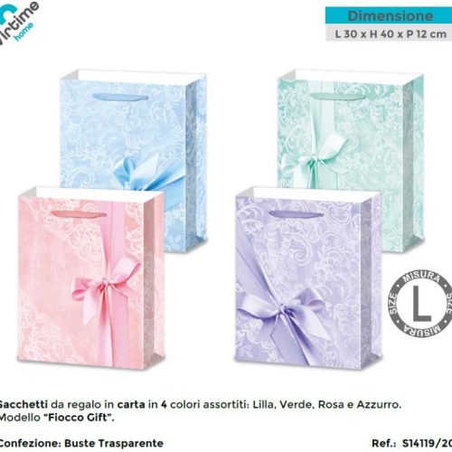 1 Pezzo Busta Regalo in Carta Fiocco Gift 30 x 40 x 12 cm 4 Colori - immagine 1