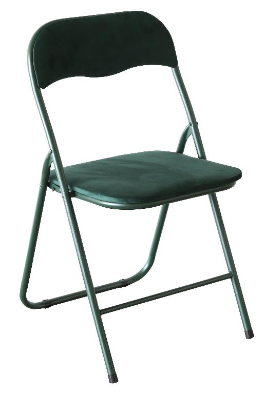 1 Pezzo Sedia da Arredo Pieghevole in Velluto Amanda Verde Scuro