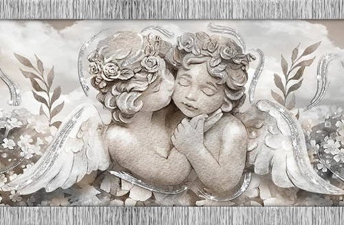 Quadro da Parete Giovy Argento Angels in Flowers Mix 60 x 110 cm - immagine 1