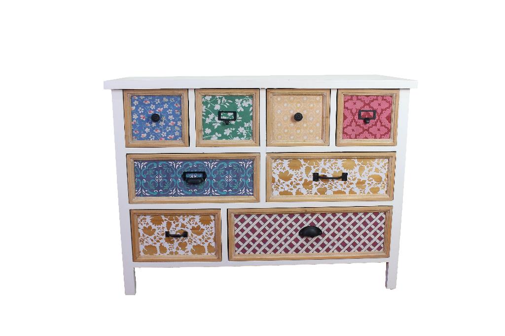 Mobile Cassettiera in Legno con 8 Cassetti 100 x 34 x 75 cm