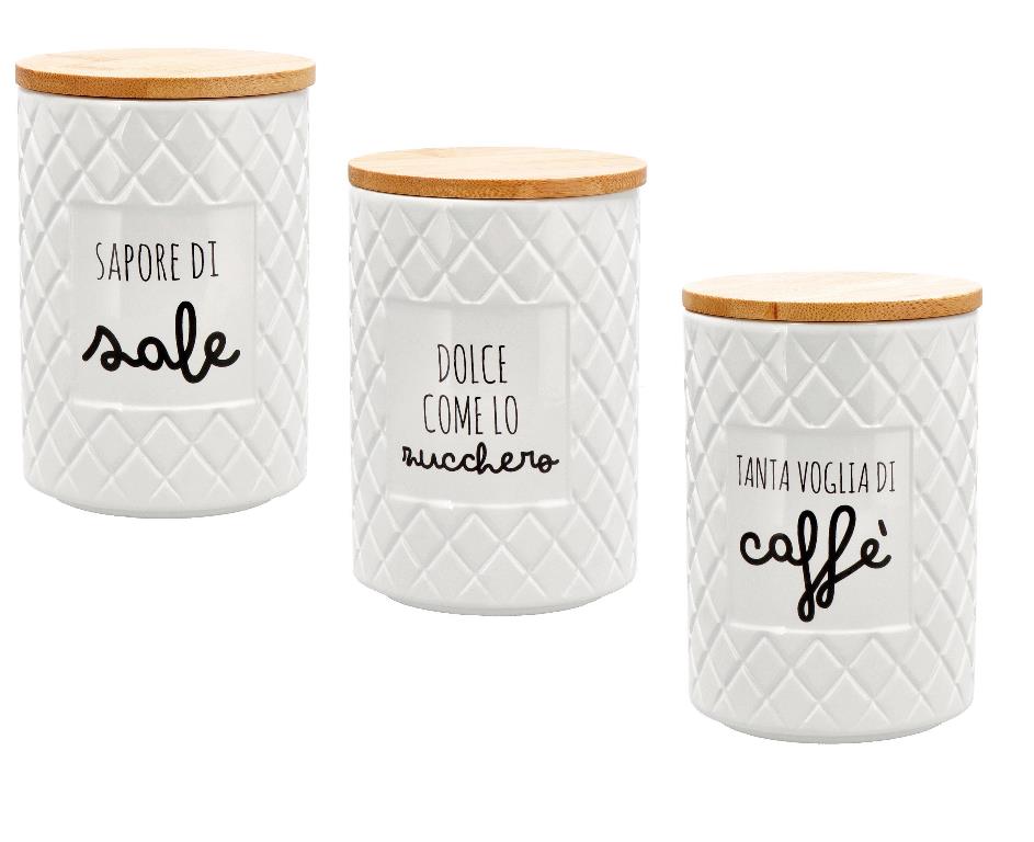 1 Pezzo Barattolo da Cucina in Ceramica con Tappo in Legno 3 Decori