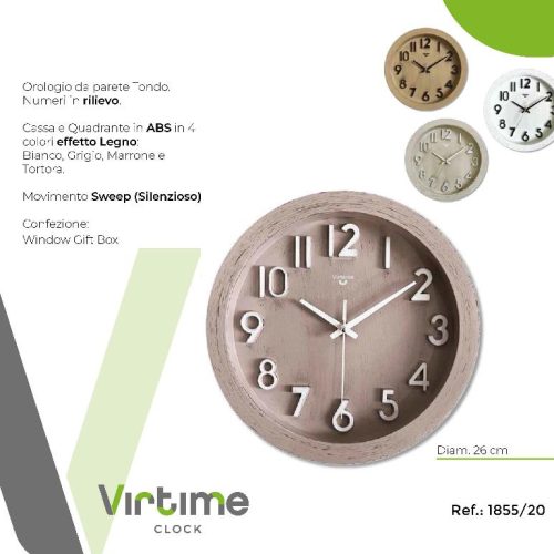 1 Pezzo Orologio da Parete in ABS Effetto Legno 25 cm 4 Colori - immagine 1