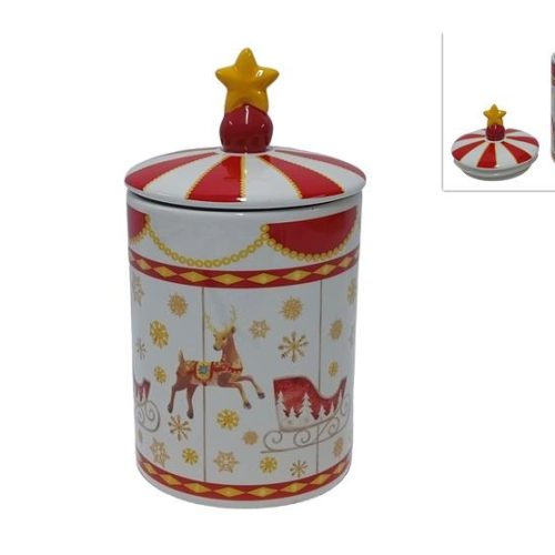 Barattolo da Cucina in Ceramica Natale Renna con Slitta 21 x 12 cm - immagine 1