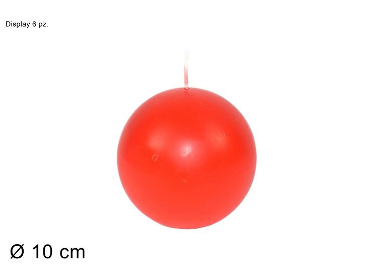 1 Pezzo Candela in Cera Palla Rossa Natalizia Natale 10 cm