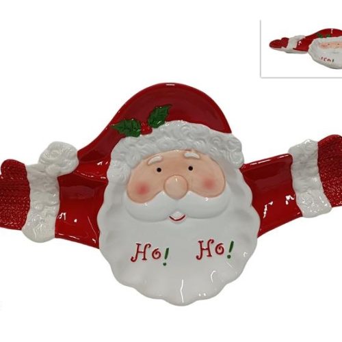 Centrotavola Piatto Natalizio Babbo Natale con Braccia 34,5 x 3,5 x 20 cm - immagine 1