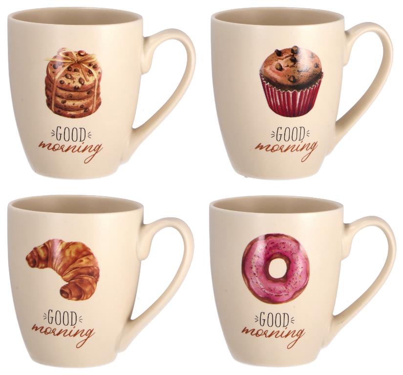 1 Pezzo Tazza Tazzone Latte Mug in Porcellana Dolci 400 ml 4 Decori