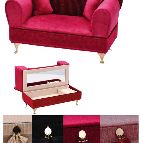 1 Pezzo Portagioie Divano Sofa' in Velluto 23,5 x 9,5 x 12,5 cm 4 Colori - immagine 1