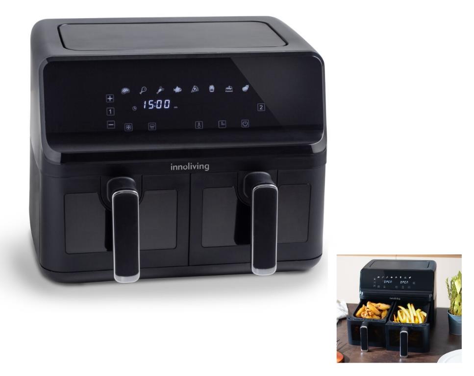 Innoliving Friggitrice ad Aria INN-798 Doppio Cestello 2700W, da 8 Litri, 2 Griglie, TouchScreen