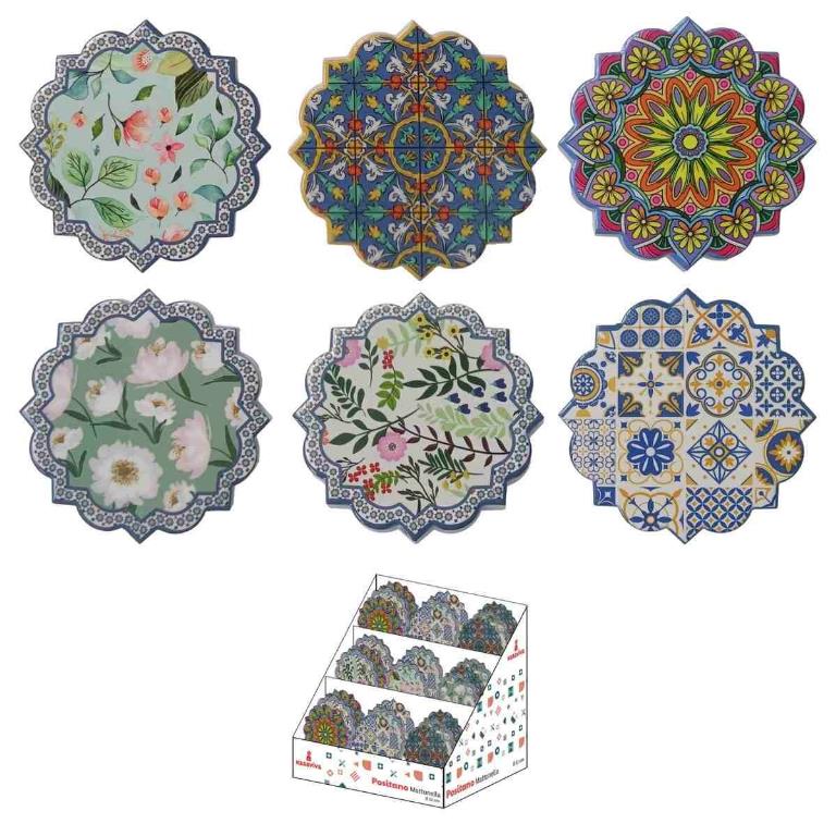 1 Pezzo Mattonella Souvenir Modello Positano Tonda Pizzi 11 cm 6 Decori