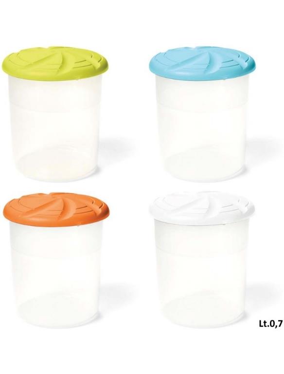 1 Pezzo Barattolo Contenitore in Plastica Iris Tondo 110 cl 4 Colori