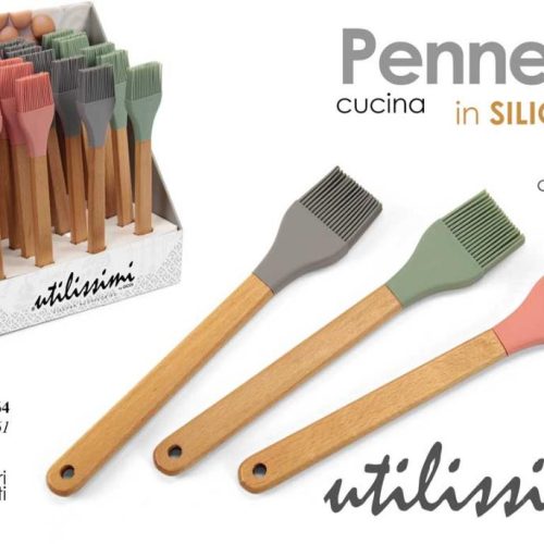 1 Pezzo Pennello da Cucina Setole in Silicone Manico in Bamboo 25 cm 3 Colori - immagine 1