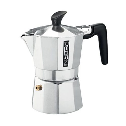 Macchinetta Caffè Moka in Alluminio Brillantata Nera 12 Tazze Pedrini - immagine 1